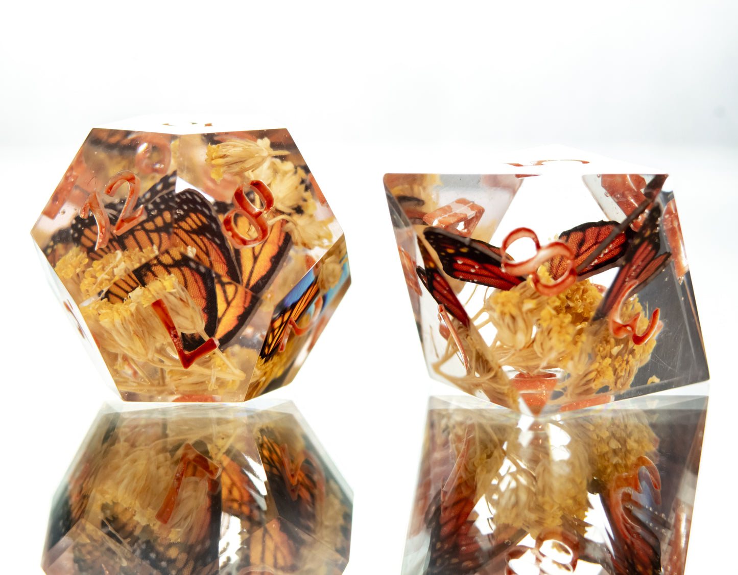 Monarch Migration - 7 Piece Handmade Resin Dice