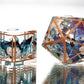 Blue Floral Lepidoptera - 7 Piece Handmade Resin Dice