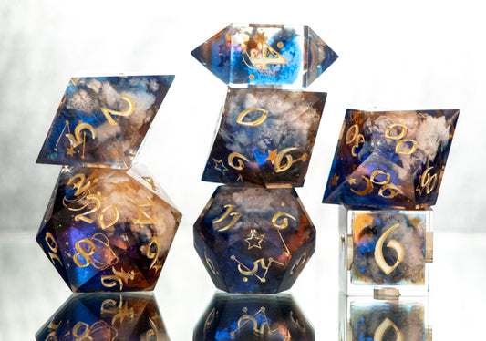 Clouds at Dawn- 7 Piece Handmade Resin Dice