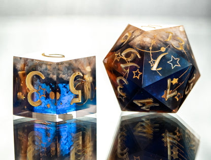 Clouds at Dawn- 7 Piece Handmade Resin Dice