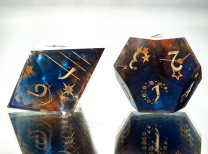 Clouds at Dawn- 7 Piece Handmade Resin Dice