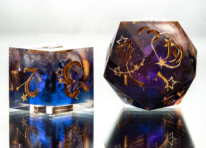 Clouds at Dusk- 7 Piece Handmade Resin Dice