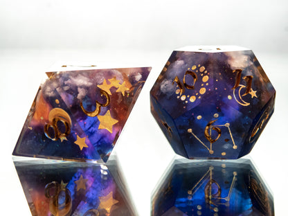 Clouds at Dusk- 7 Piece Handmade Resin Dice