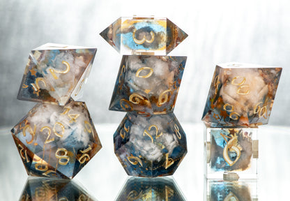 Heavenly Clouds- 7 Piece Handmade Resin Dice