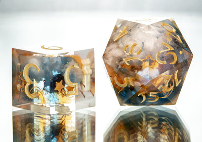 Heavenly Clouds- 7 Piece Handmade Resin Dice