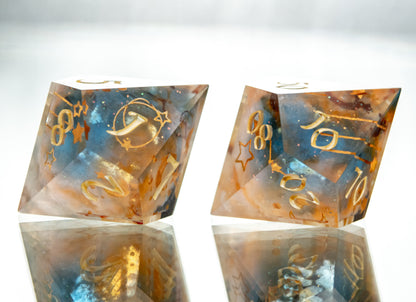 Heavenly Clouds- 7 Piece Handmade Resin Dice