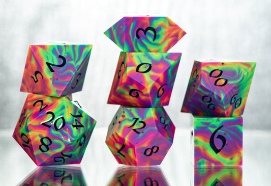 Heat Signature: 7 Piece Handmade Resin Dice