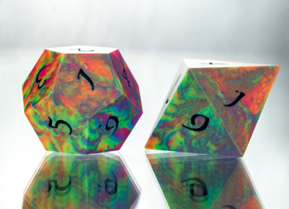 Heat Signature: 7 Piece Handmade Resin Dice