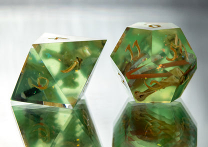 Gelatinous Fate: Bright Gold - 7 Piece Handmade Resin Dice