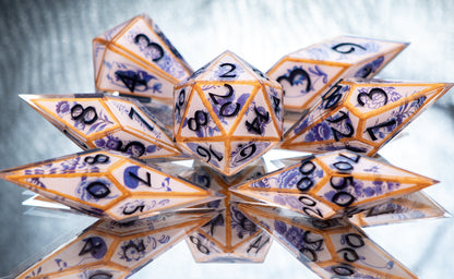 Gilded Porcelain: Sharp - 7 Piece Handmade Resin Dice