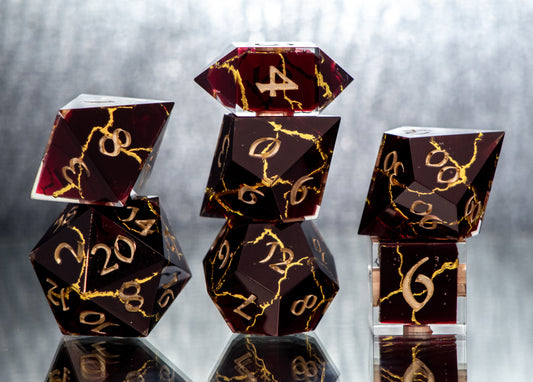 Wine Kintsugi - 7 Piece Handmade Resin Dice