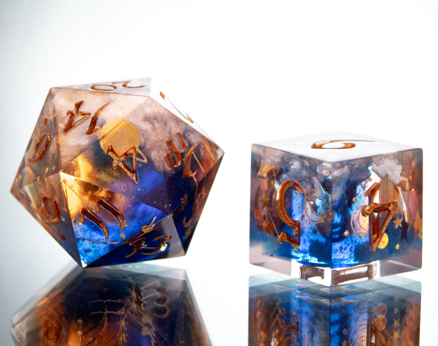 Cloudy Sunset - 7 Piece Handmade Resin Dice