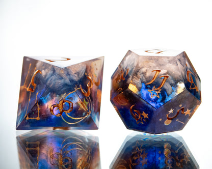 Cloudy Sunset - 7 Piece Handmade Resin Dice