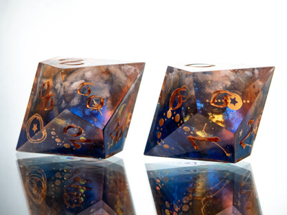 Cloudy Sunset - 7 Piece Handmade Resin Dice