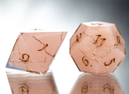 Rose Quartz Kintsugi - 7 Piece Handmade Resin Dice