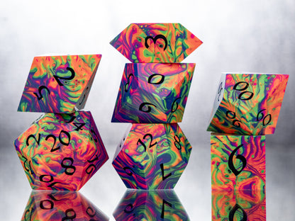 Radical Rainbow - 7 Piece Handmade Resin Dice