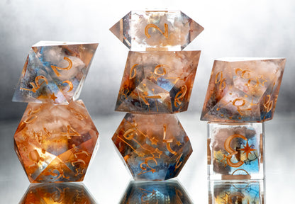 Heavenly Clouds- 7 Piece Handmade Resin Dice