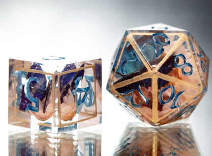 Floral Antique Morphos - 7 Piece Handmade Resin Dice