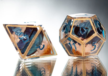 Floral Antique Morphos - 7 Piece Handmade Resin Dice