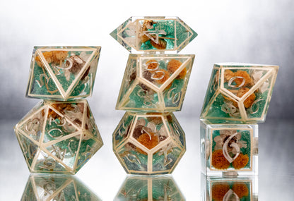 Spring Fields- 7 Piece Handmade Resin Dice