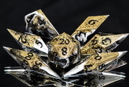 Golden Divinity - 7 Piece Handmade Resin Dice