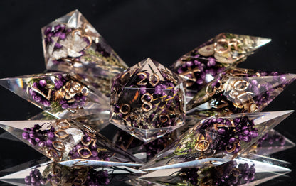 Sharp Dark Decadence - 7 Piece Handmade Resin Dice