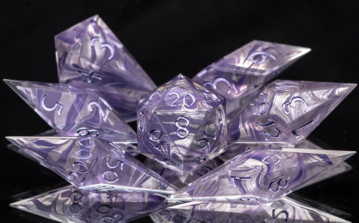 Purple Miasma - 7 Piece Handmade Resin Dice