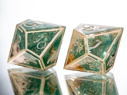 Spring Fields- 7 Piece Handmade Resin Dice