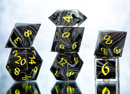 Miasma Warning - 7 Piece Handmade Resin Dice