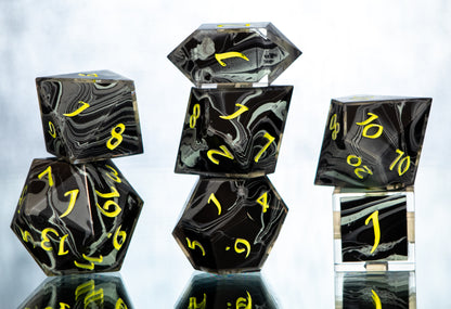 Miasma Warning - 7 Piece Handmade Resin Dice