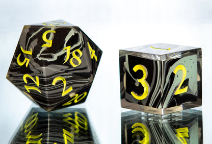 Miasma Warning - 7 Piece Handmade Resin Dice