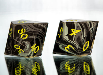 Miasma Warning - 7 Piece Handmade Resin Dice