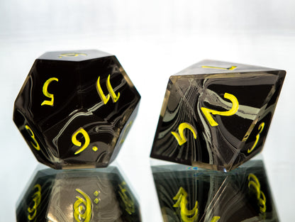 Miasma Warning - 7 Piece Handmade Resin Dice