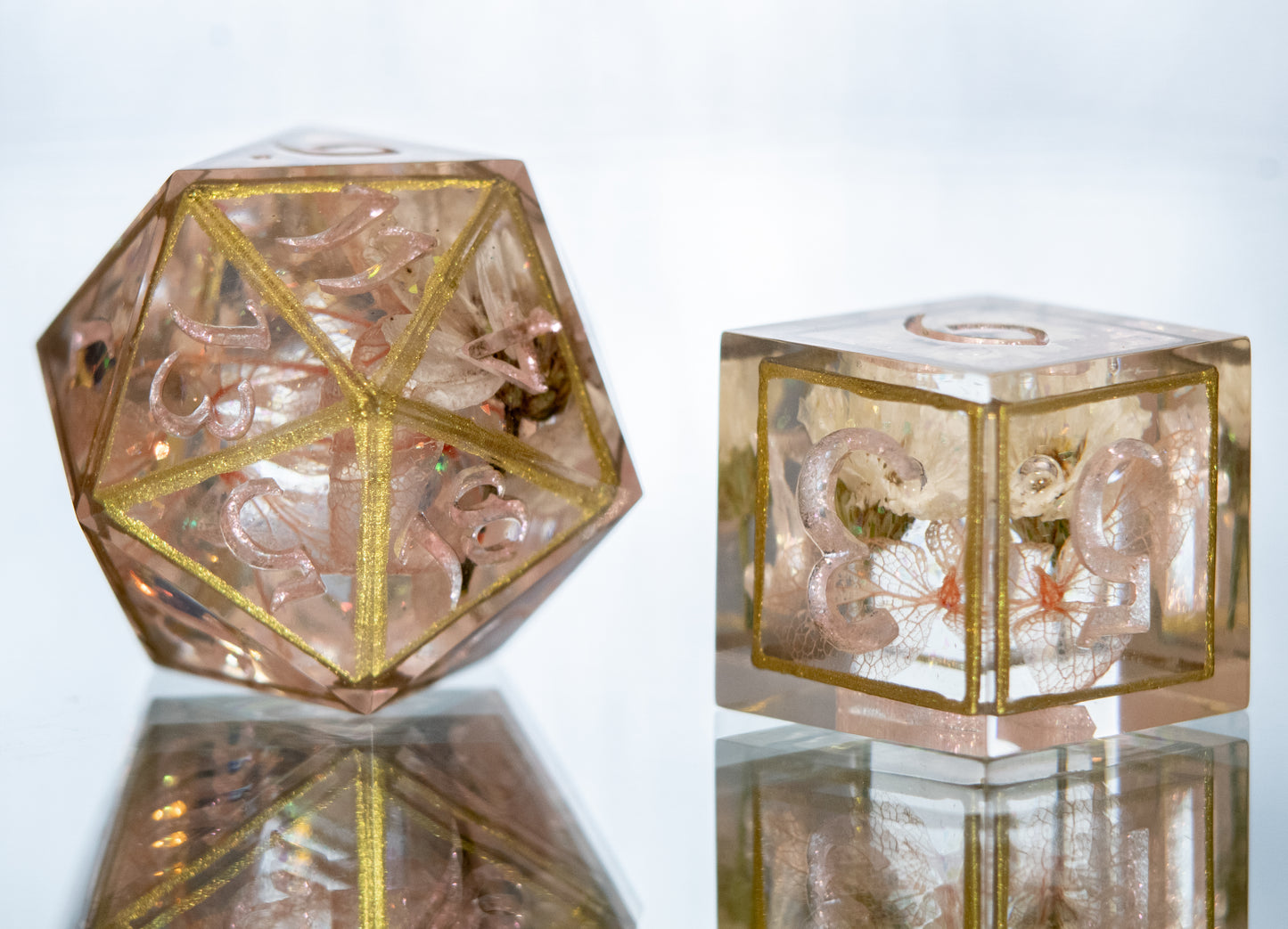 Princess' Garden- 7 Piece Handmade Resin Dice