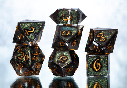 Emerald Ooze - 7 Piece Handmade Resin Dice