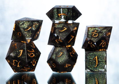 Emerald Ooze - 7 Piece Handmade Resin Dice