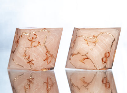 Rose Quartz Kintsugi - 7 Piece Handmade Resin Dice