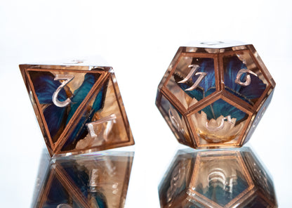 Antique Floral Morphos - 7 Piece Handmade Resin Dice