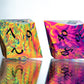 Neon Rainbow Dirty Pour: 7 Piece Handmade Resin Dice